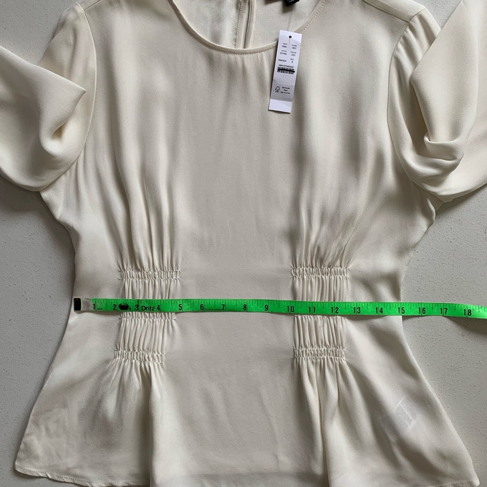 J Crew Size 8 Ivory Shirred Waist Blouse Top in Viscose Crepe Long Sleeve NWT - Picture 15 of 17